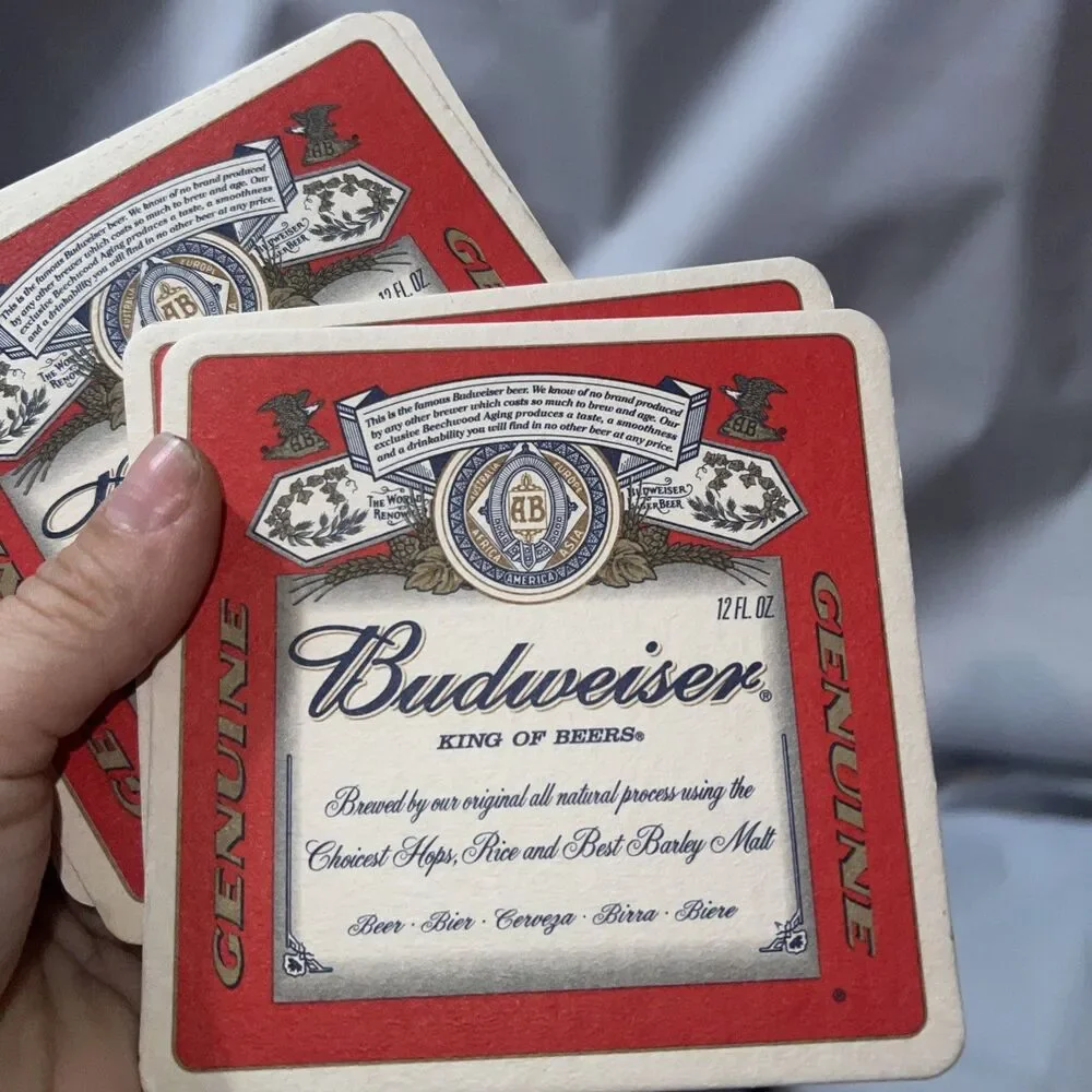 Vintage 1980s Genuine Budweiser Beer Coasters 5pc  Collectible Set Breweria